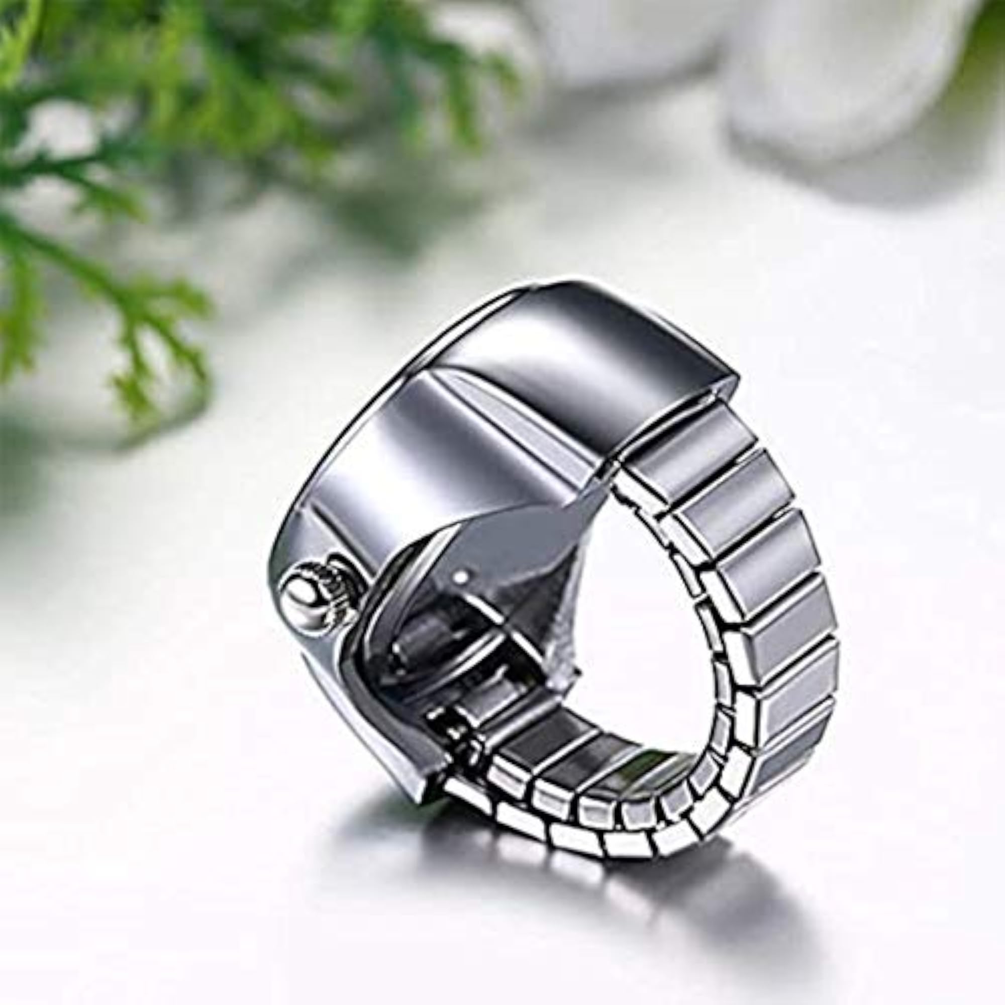 Stainless Steel Analog Watch Ring for Women and Girls
